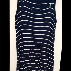 Navy and White Striped Sleeveless Dress